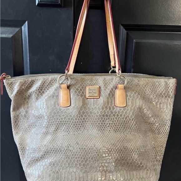 Dooney & Bourke Handbags - Dooney & Bourke Taupe Snake Print Tote